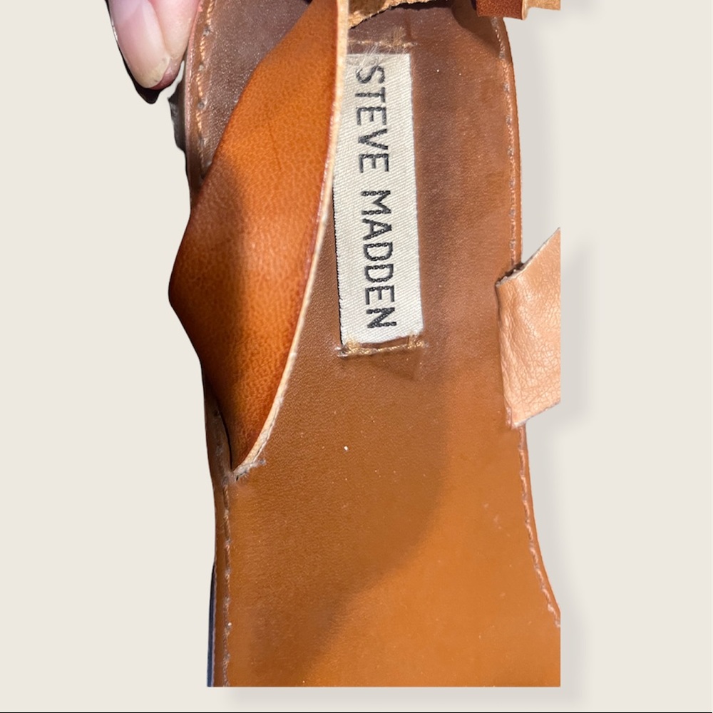 Steve madden tan leather slip on sandals 9M - Picture 4 of 5